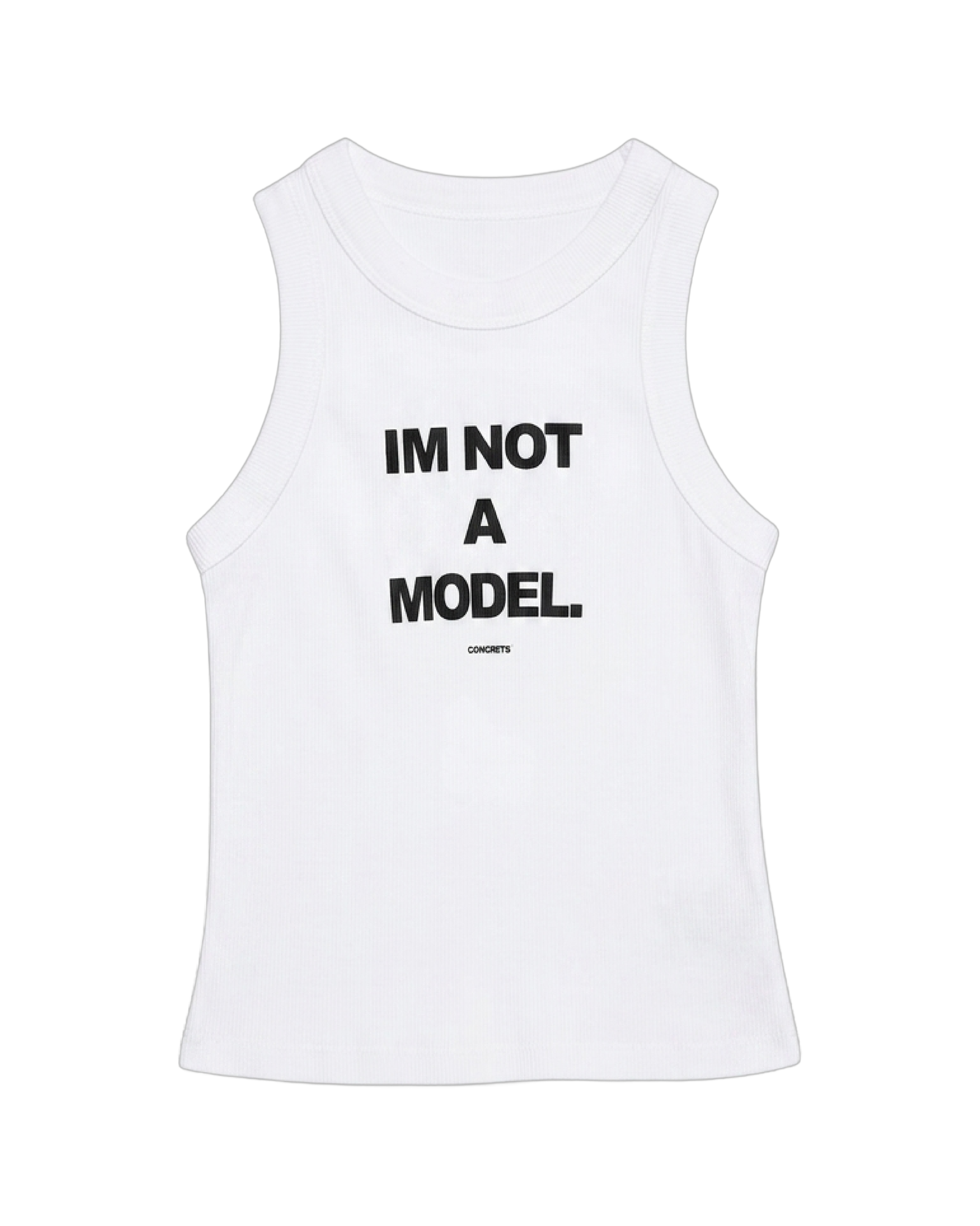I'M NOT A MODEL TANK TOP — WHITE LANDING