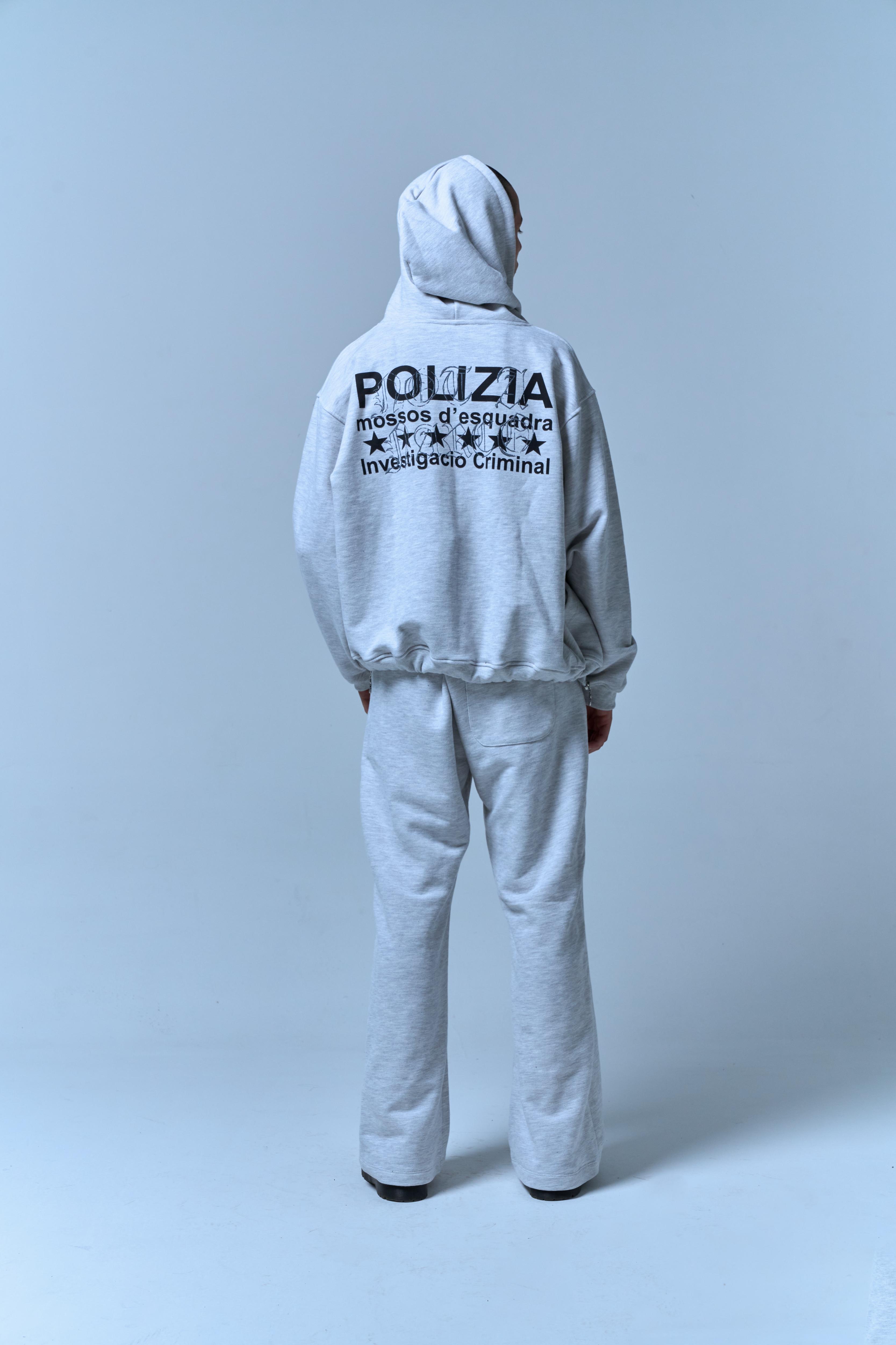 POLIZIA GRAY ZIPPER HOODIE