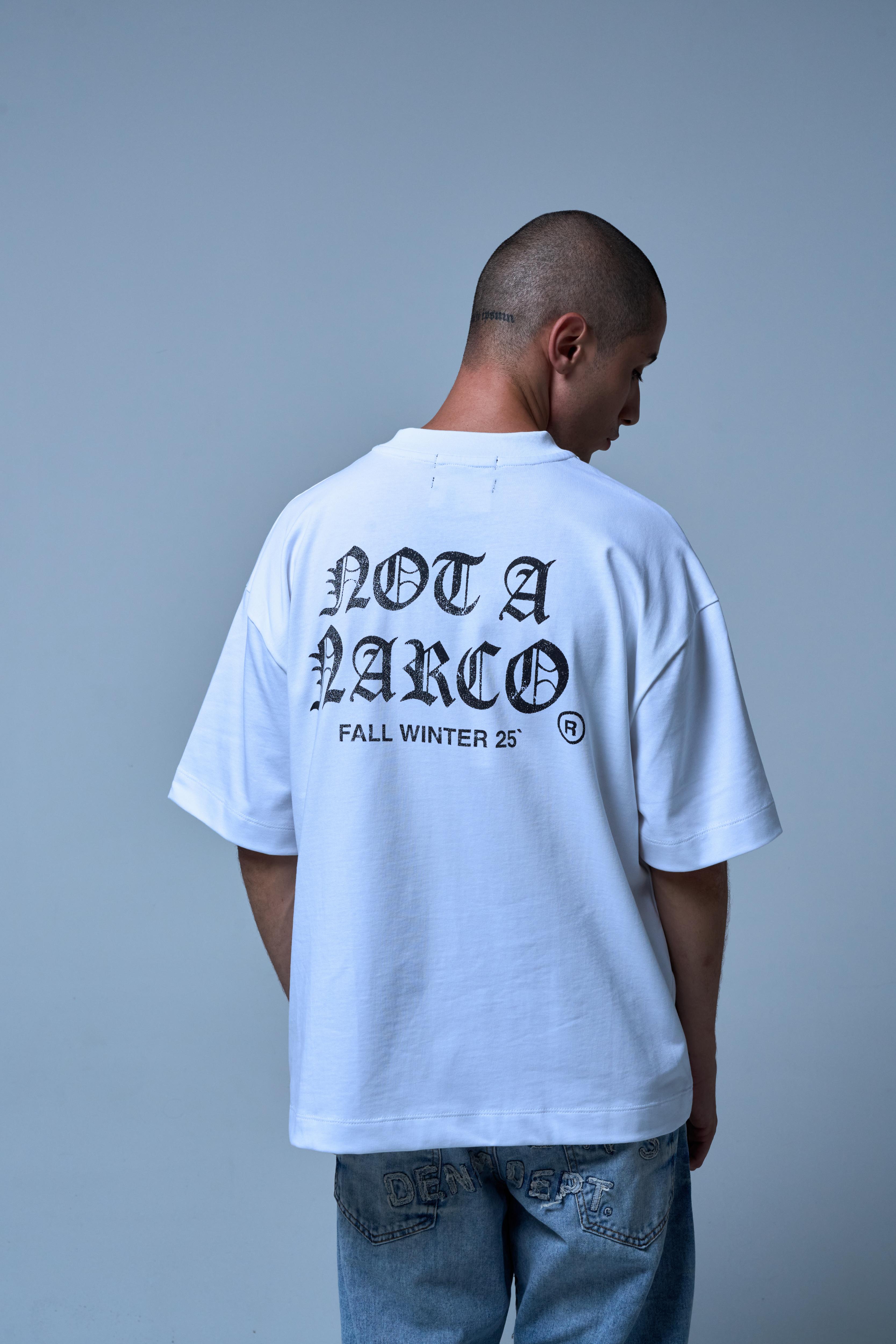 NOT A NARCO FW25 WHITE T-SHIRT