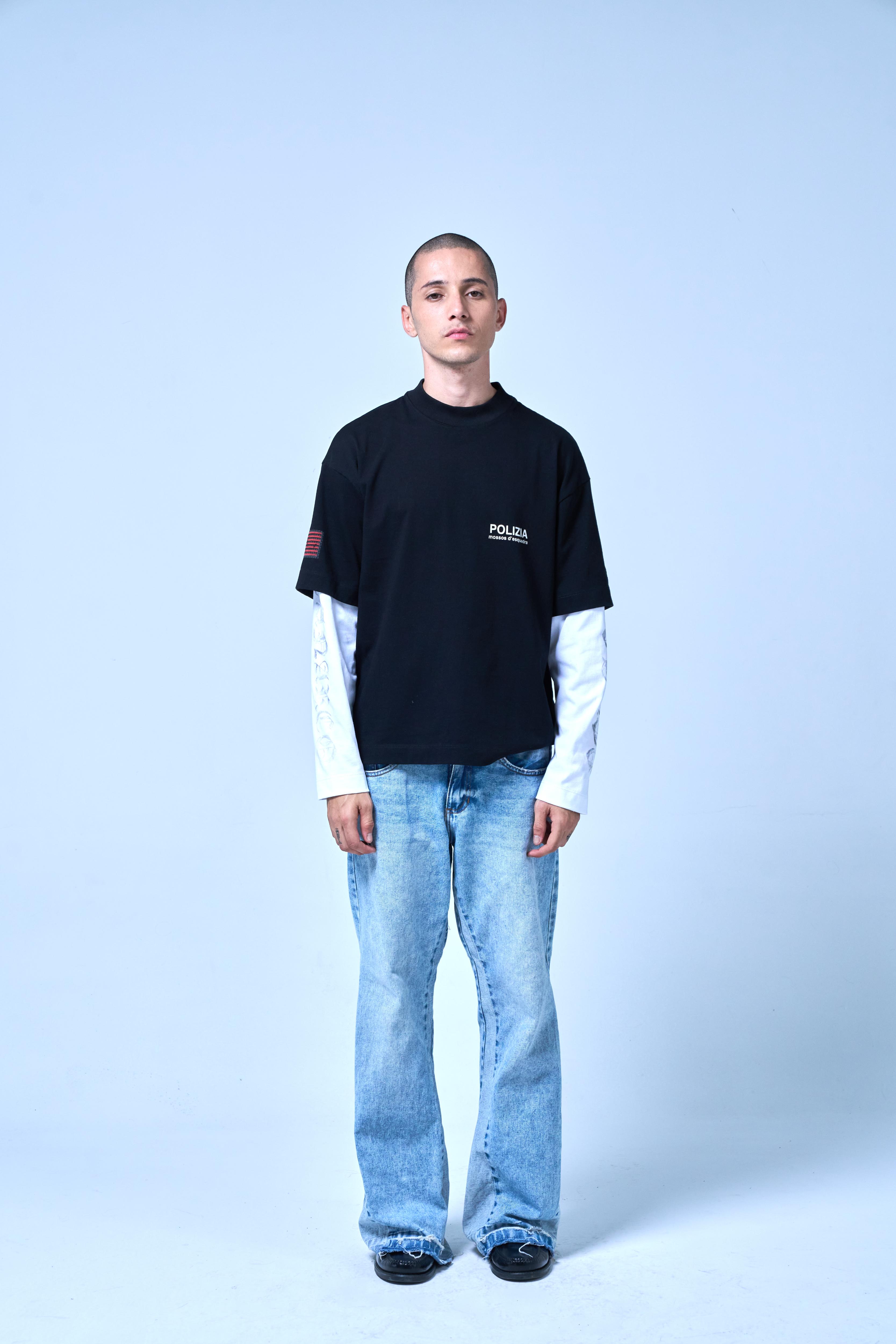 POLIZIA BLACK/WHITE DOUBLE SLEEVE