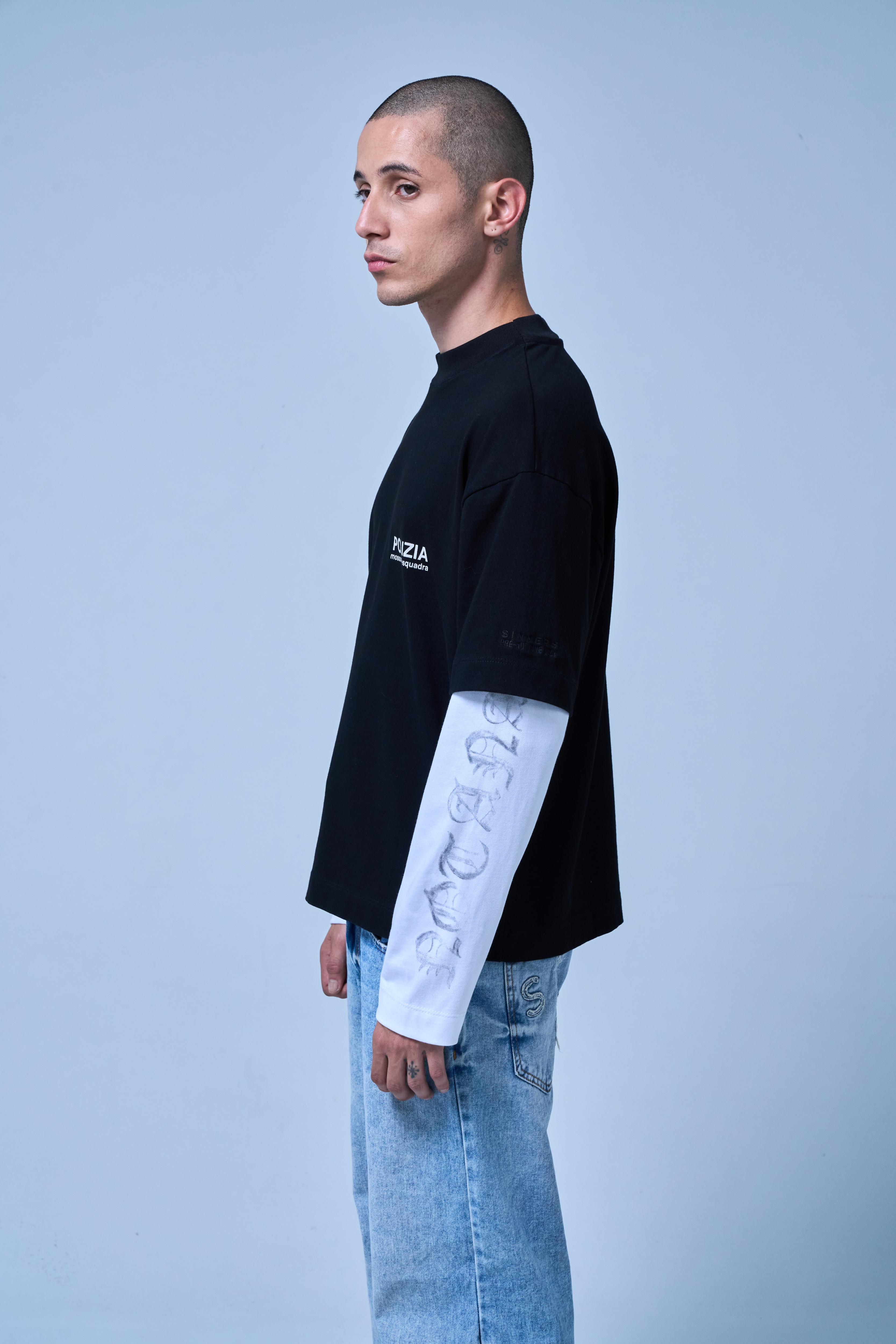 POLIZIA BLACK/WHITE DOUBLE SLEEVE