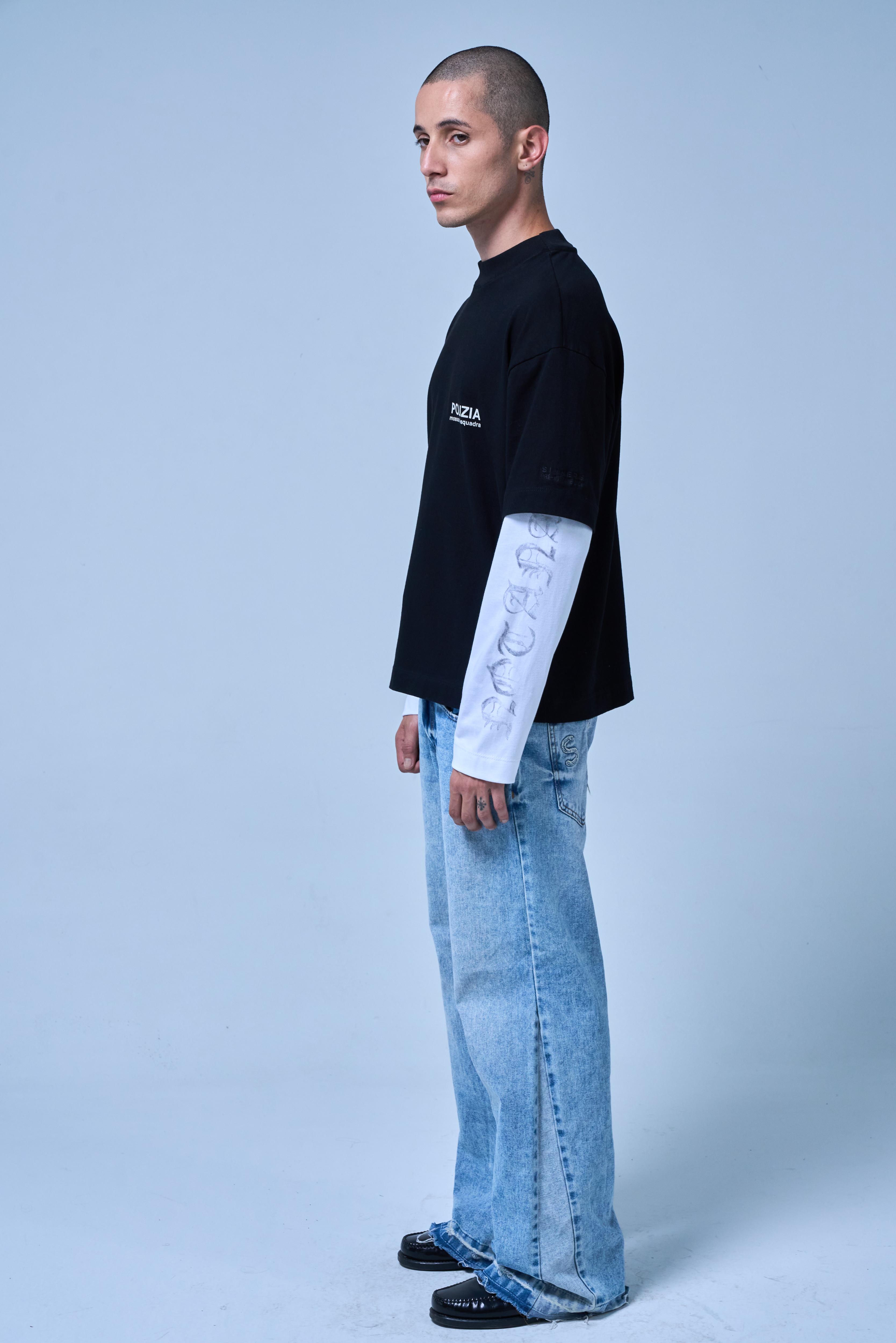 POLIZIA BLACK/WHITE DOUBLE SLEEVE