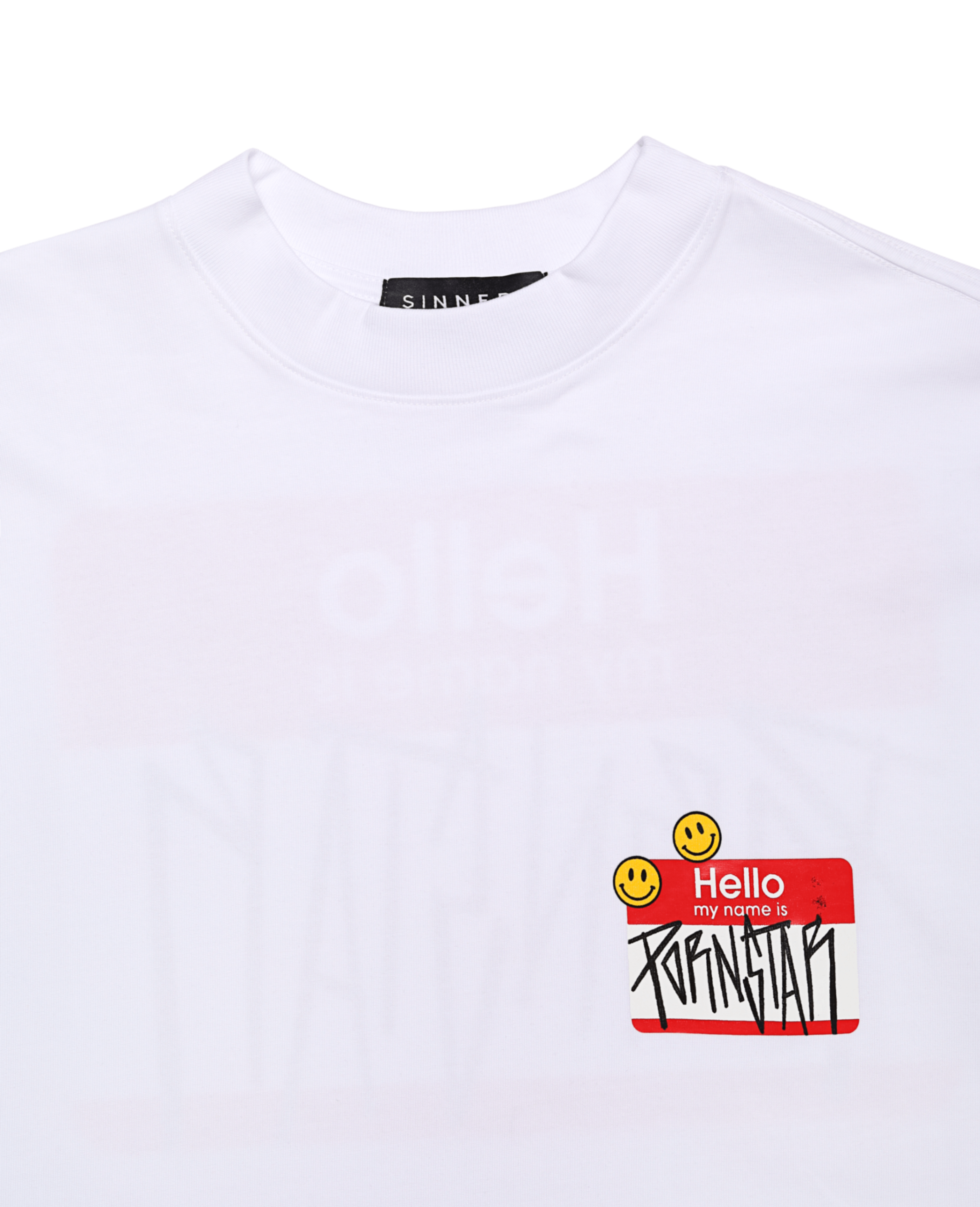 Camiseta blanca P*RNSTAR de algodón 240gsm con serigrafía manual.