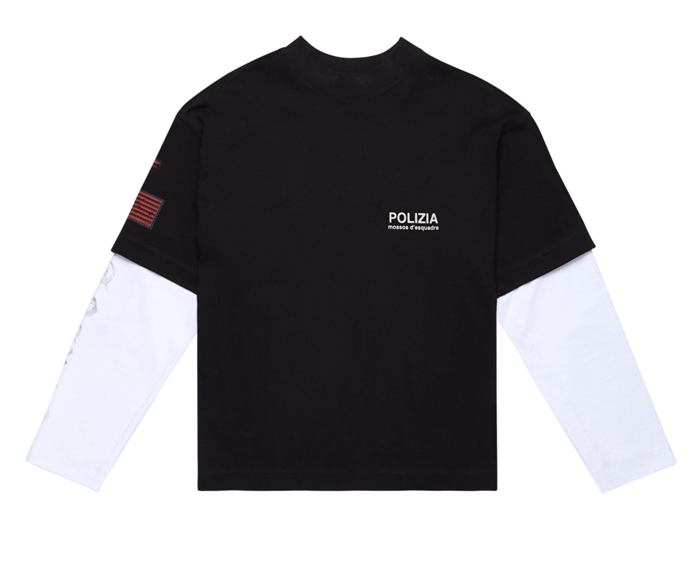 POLIZIA BLACK/WHITE DOUBLE SLEEVE