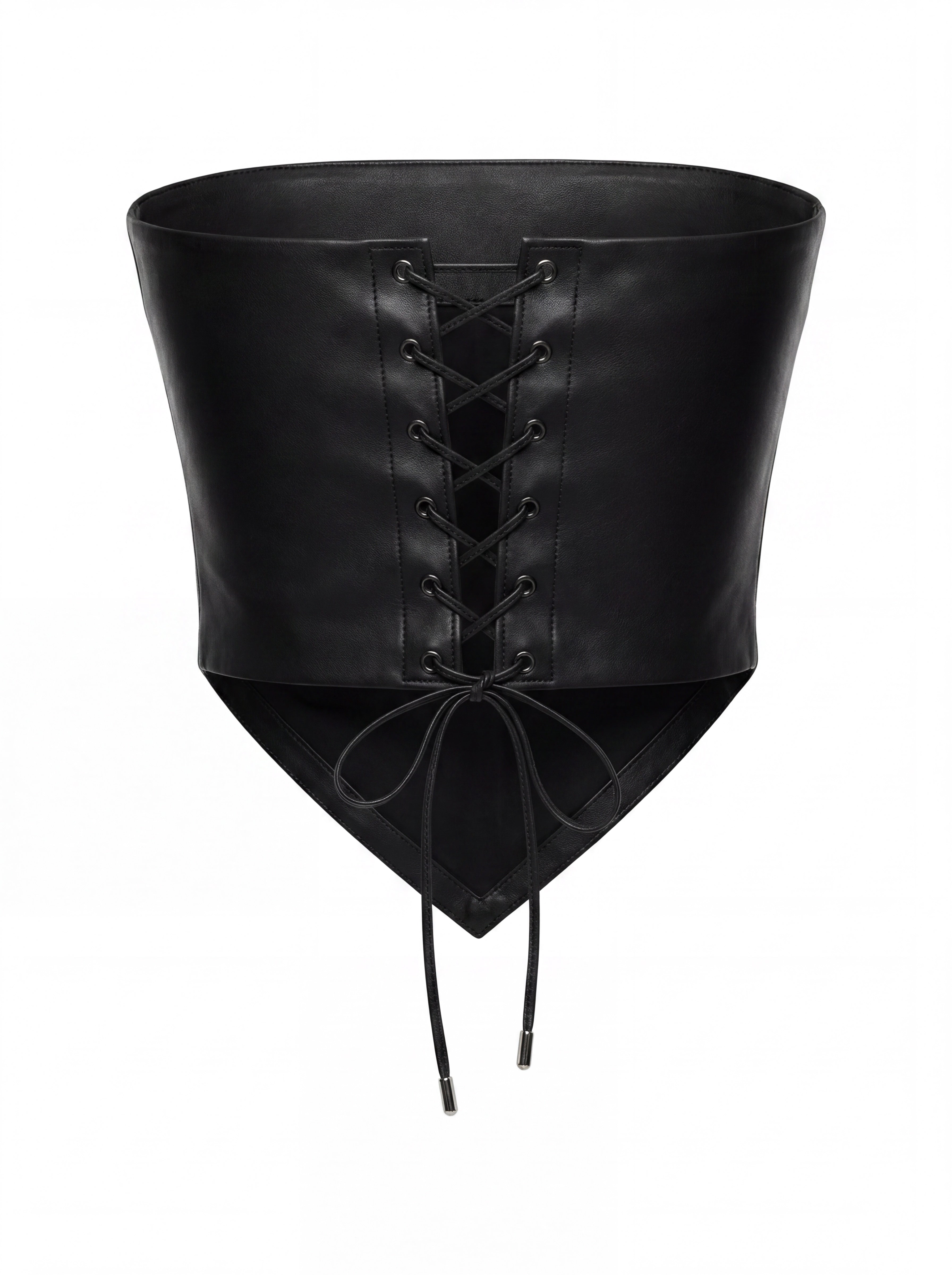 ASYMMETRIC LEATHER TOP back lace-up closure