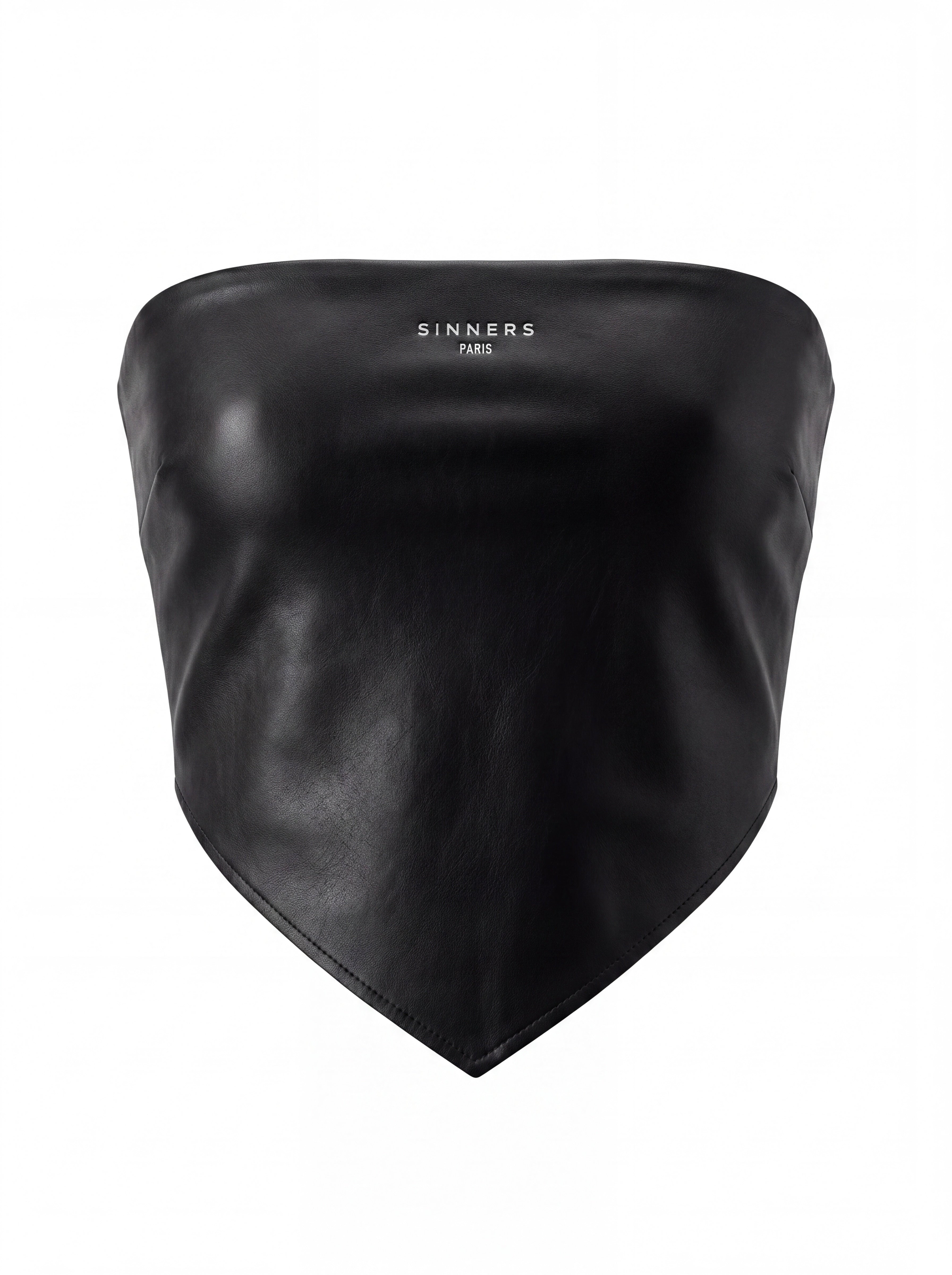 ASYMMETRIC LEATHER TOP front