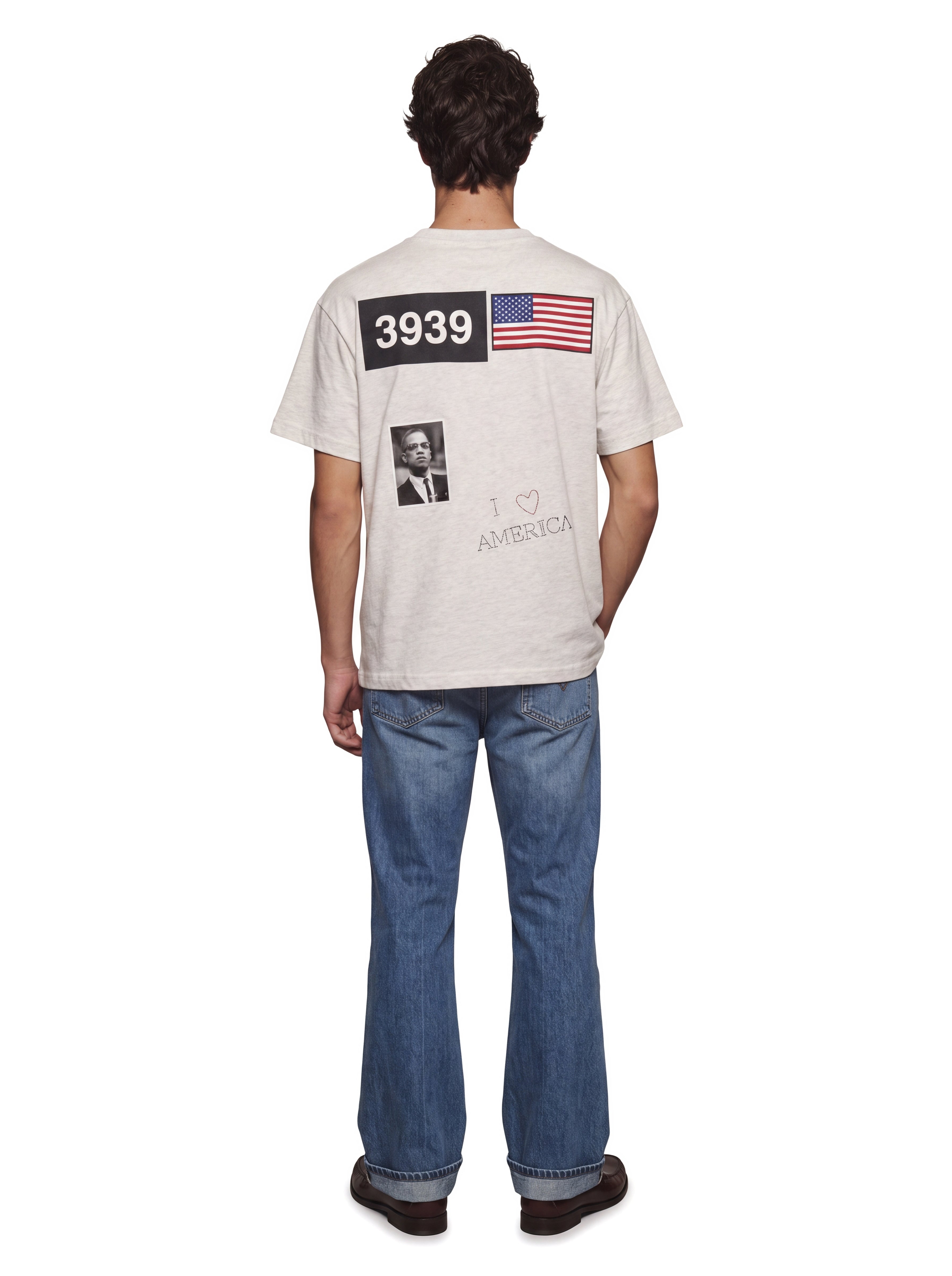 SINNERS I <3 America T-shirt gray — on-model back