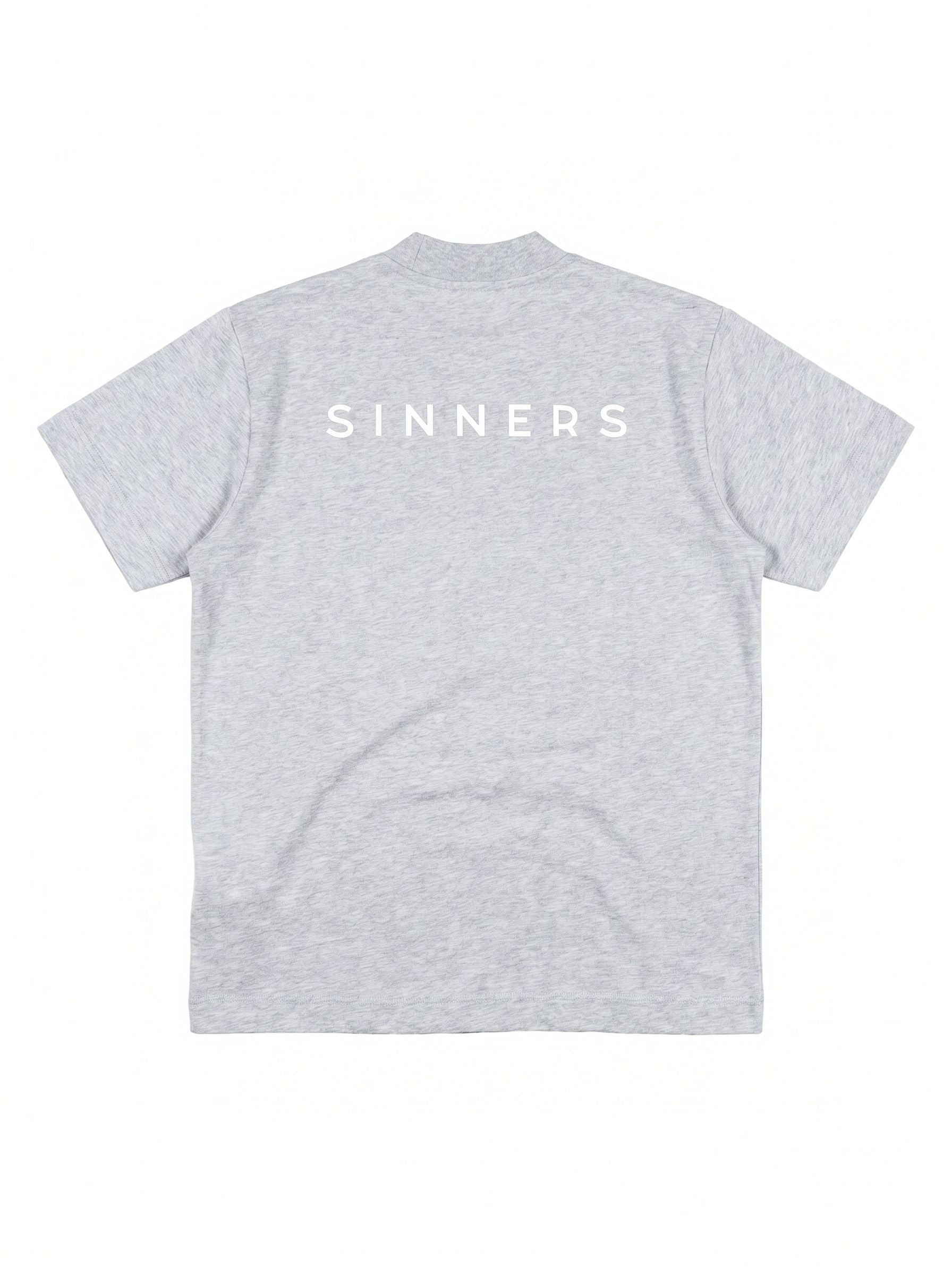 SINNERS Logo Regular T-shirt gris jaspeado — flat back