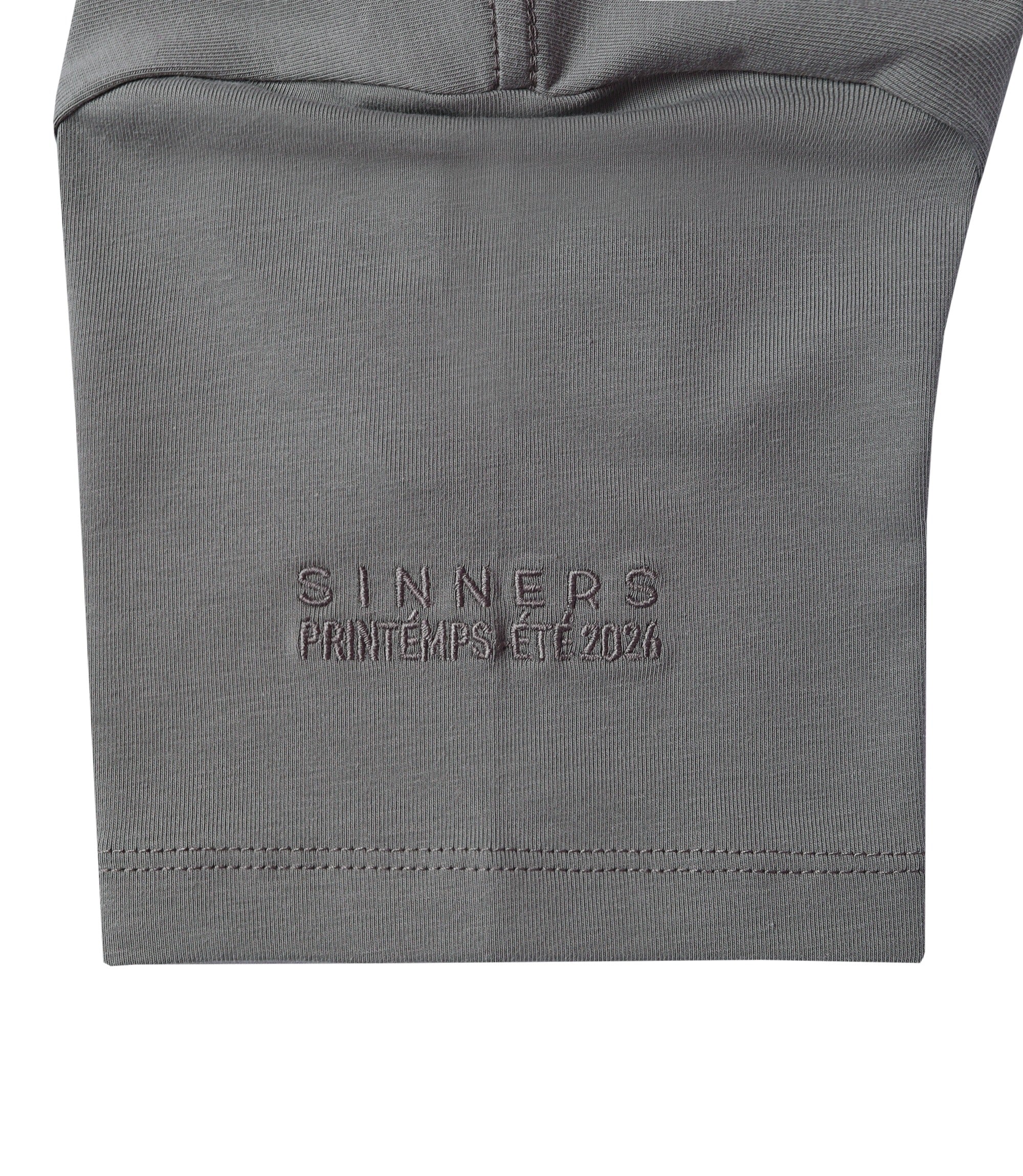 Detalle lateral MONOGRAM SLIM gray t-shirt de algodón 240gsm