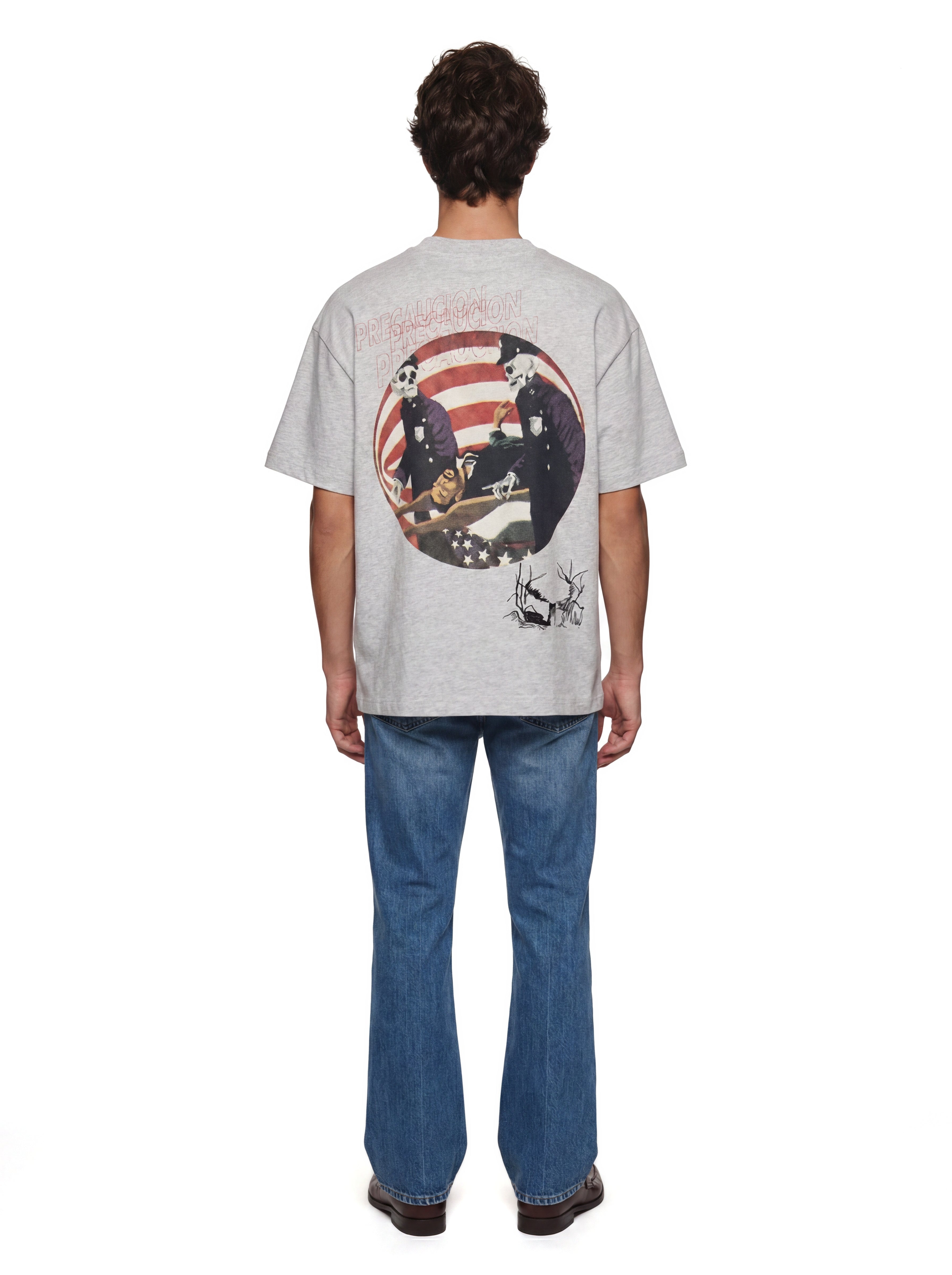 SINNERS Precaución T-shirt gray — on-model back