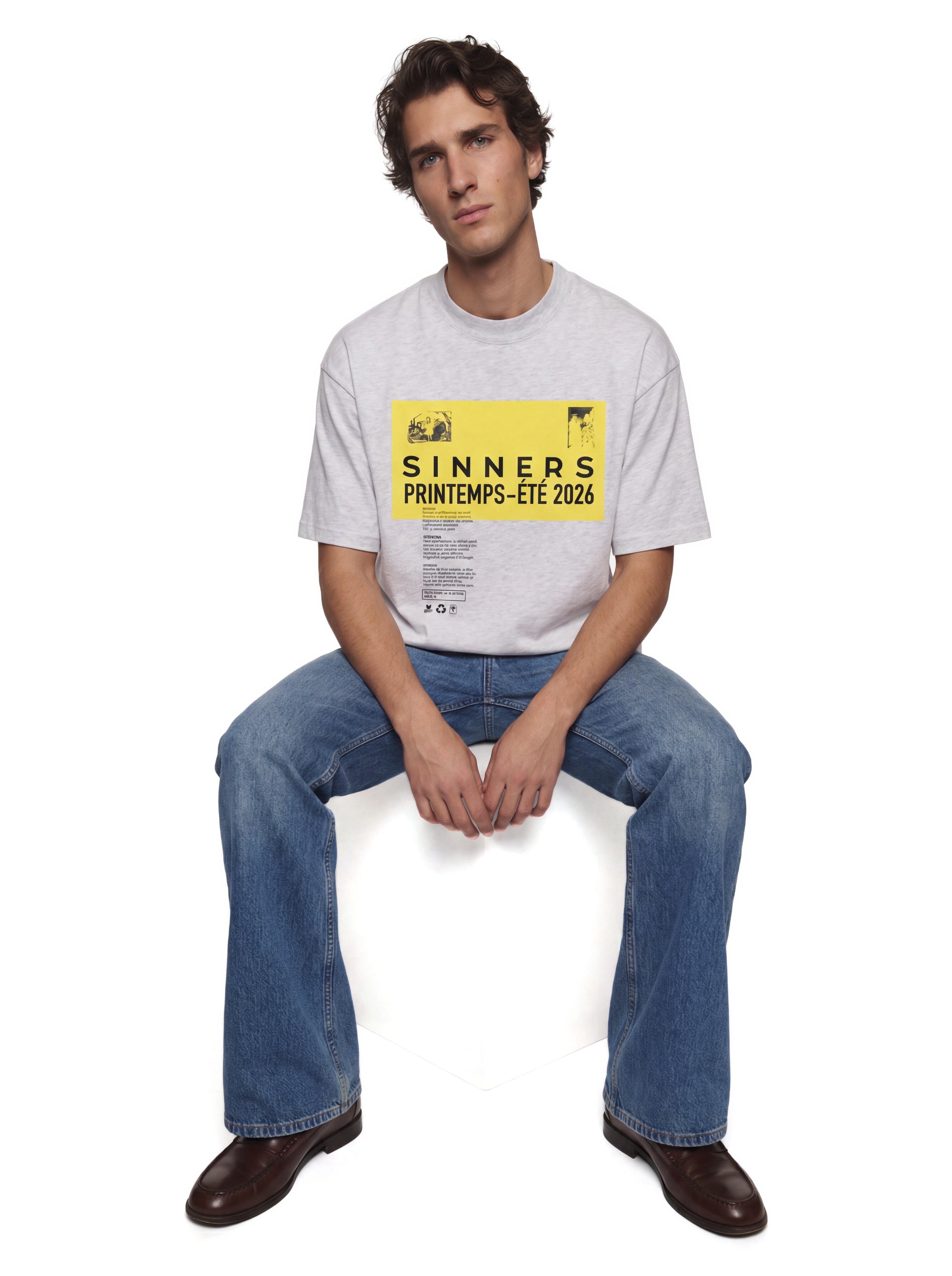 SINNERS Precaución T-shirt gray — on-model hero