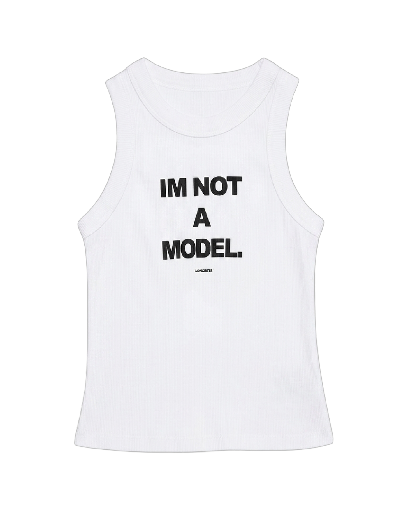 I'M NOT A MODEL TANK TOP — WHITE