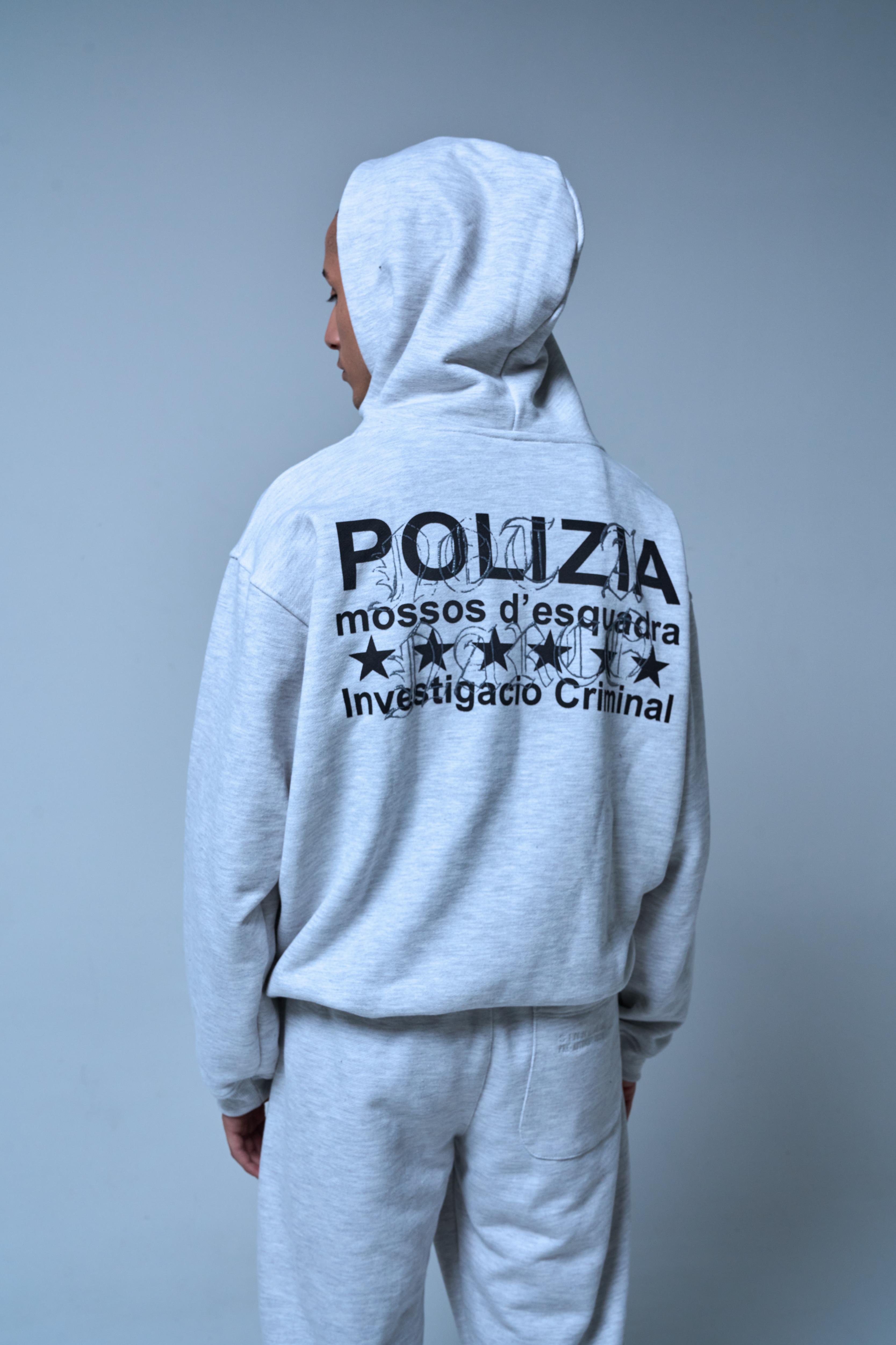 POLIZIA GRAY ZIPPER HOODIE