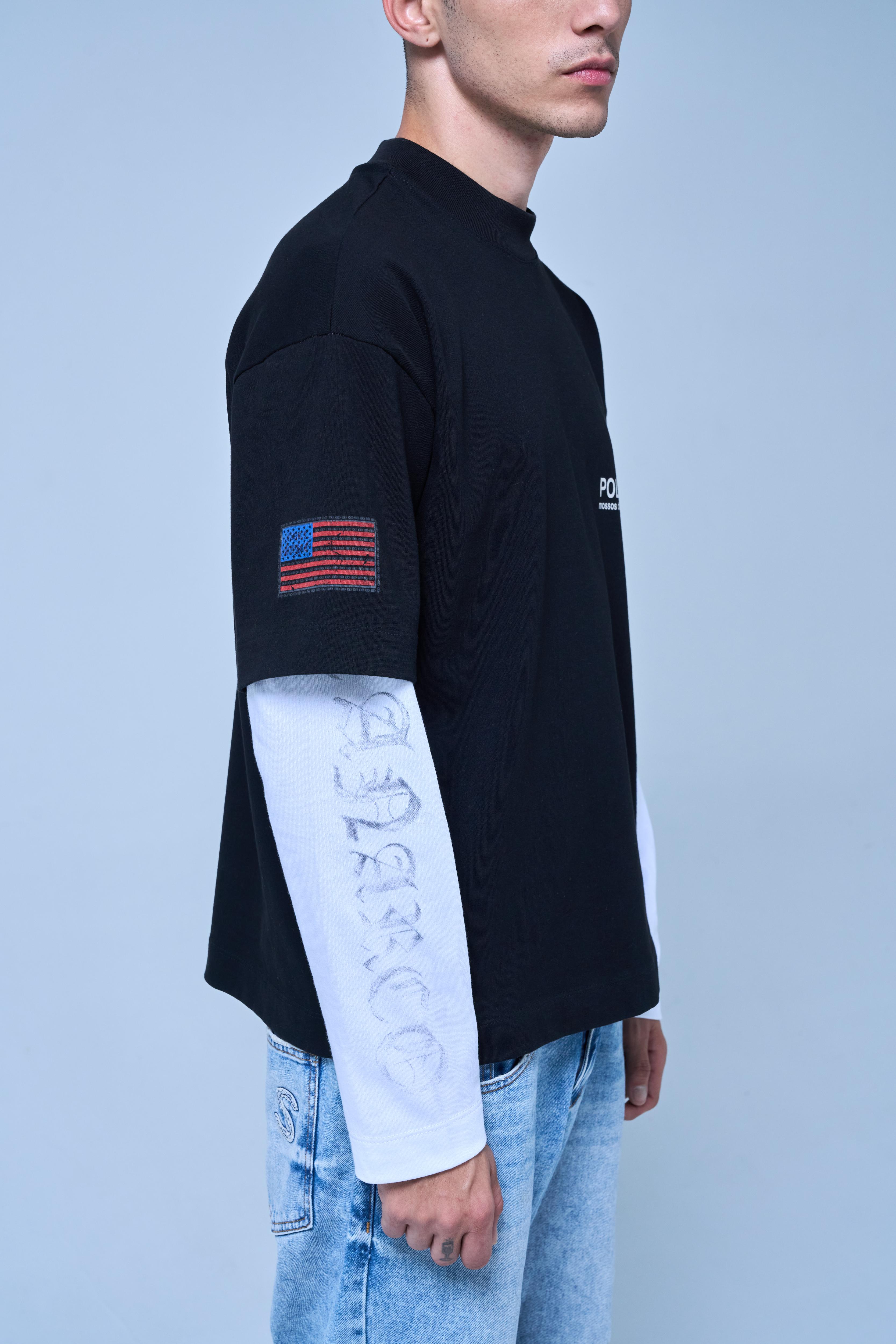 POLIZIA BLACK/WHITE DOUBLE SLEEVE