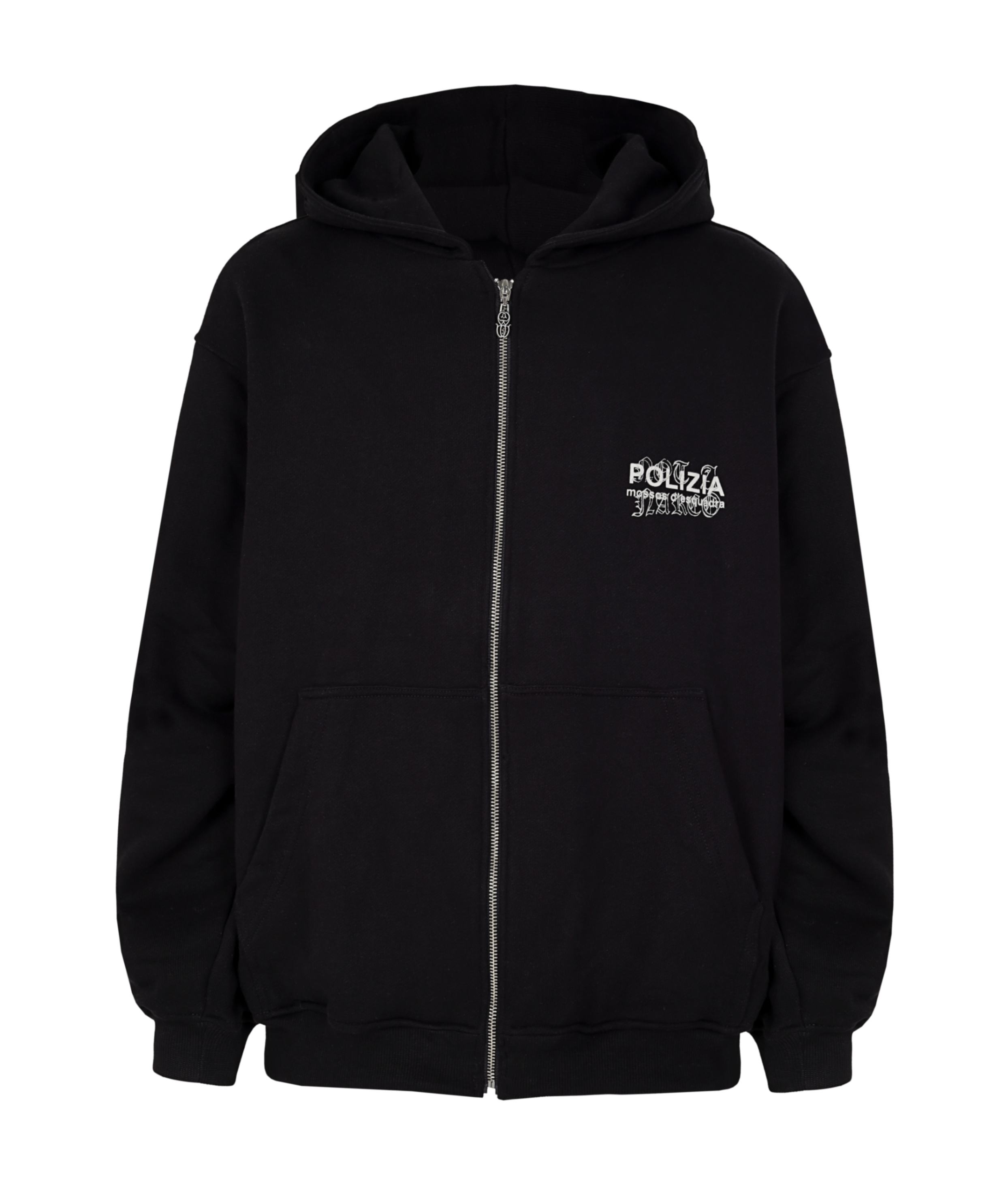 POLIZIA BLACK ZIPPER HOODIE