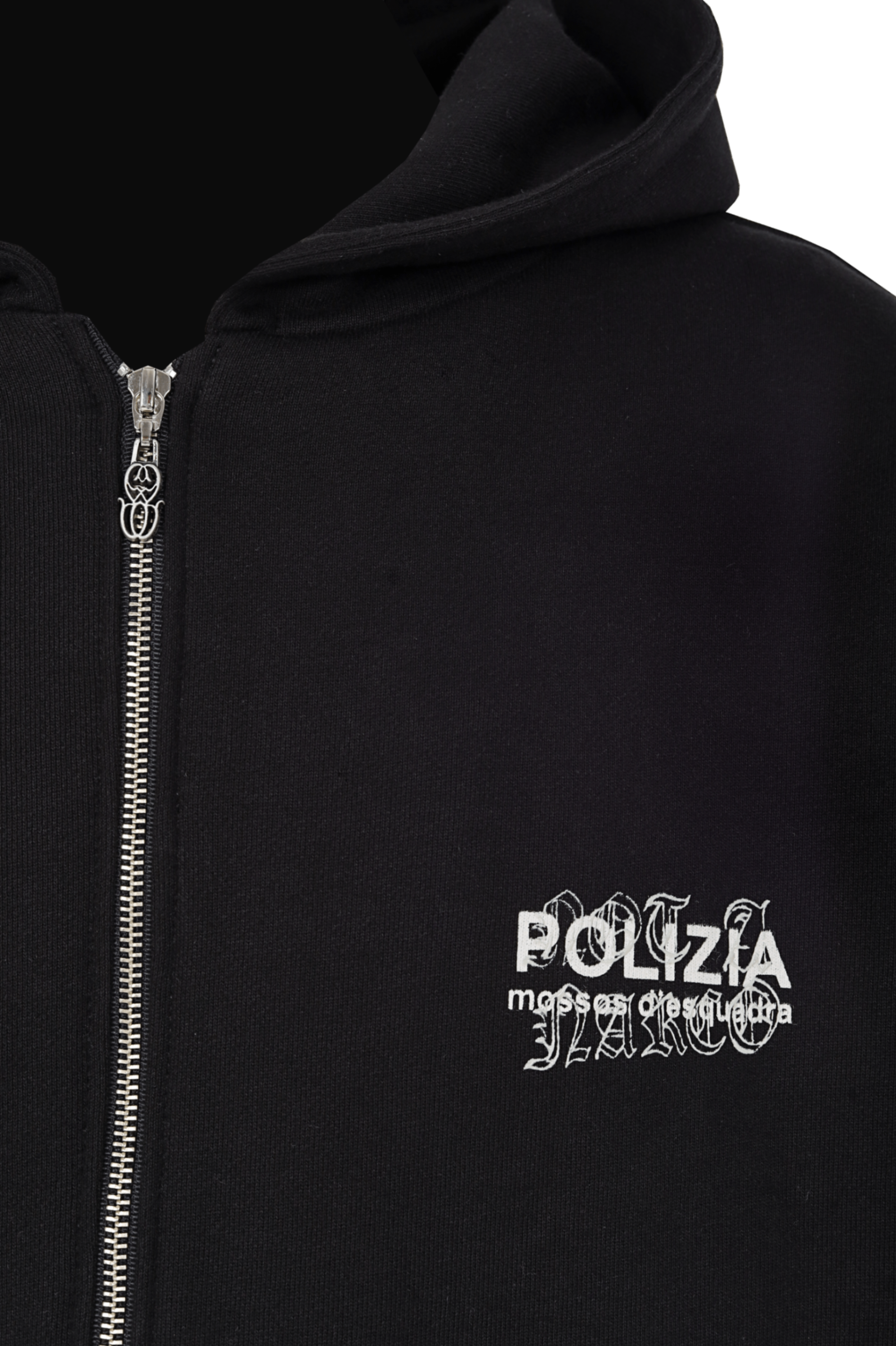 POLIZIA BLACK ZIPPER HOODIE