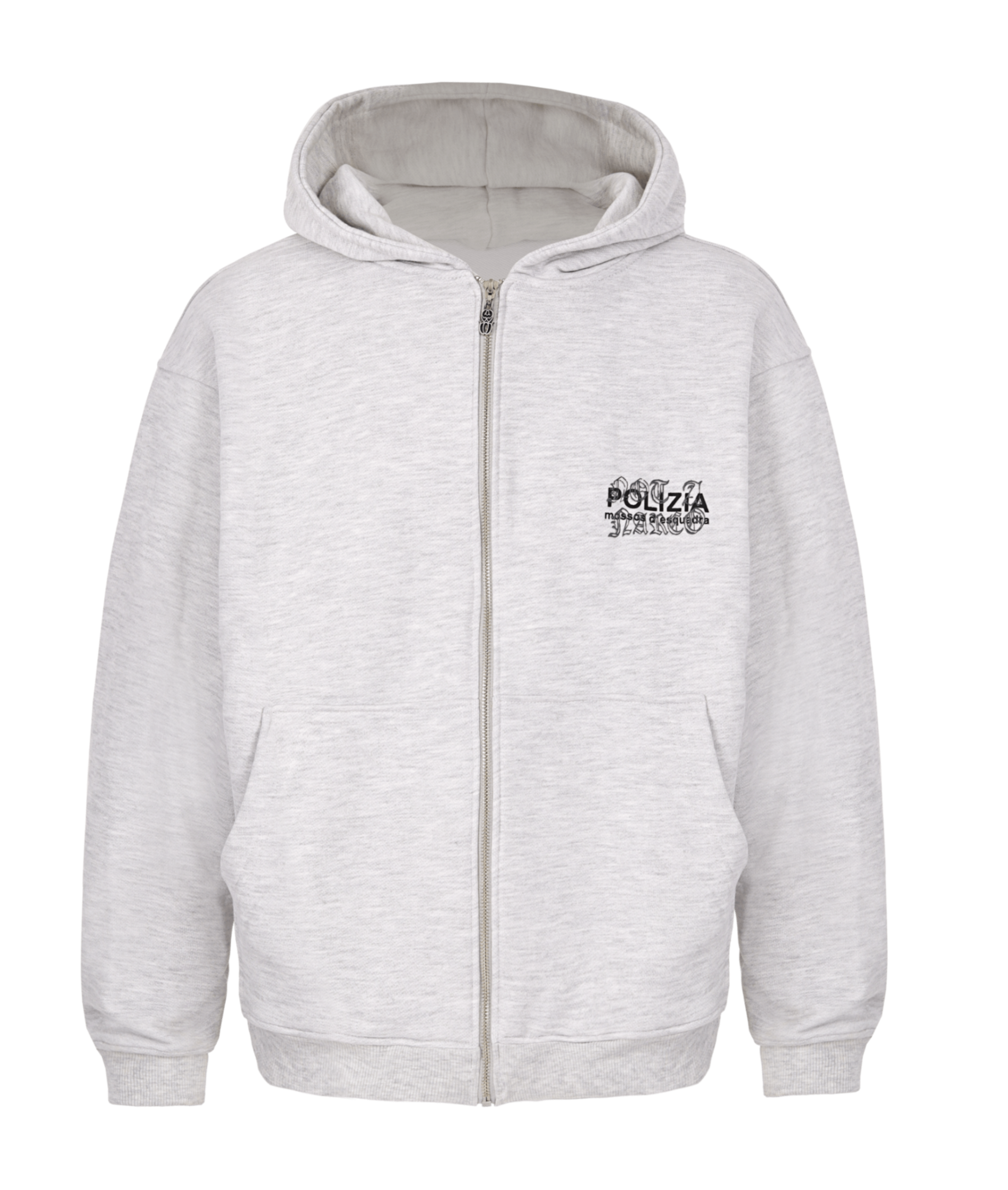 POLIZIA GRAY ZIPPER HOODIE