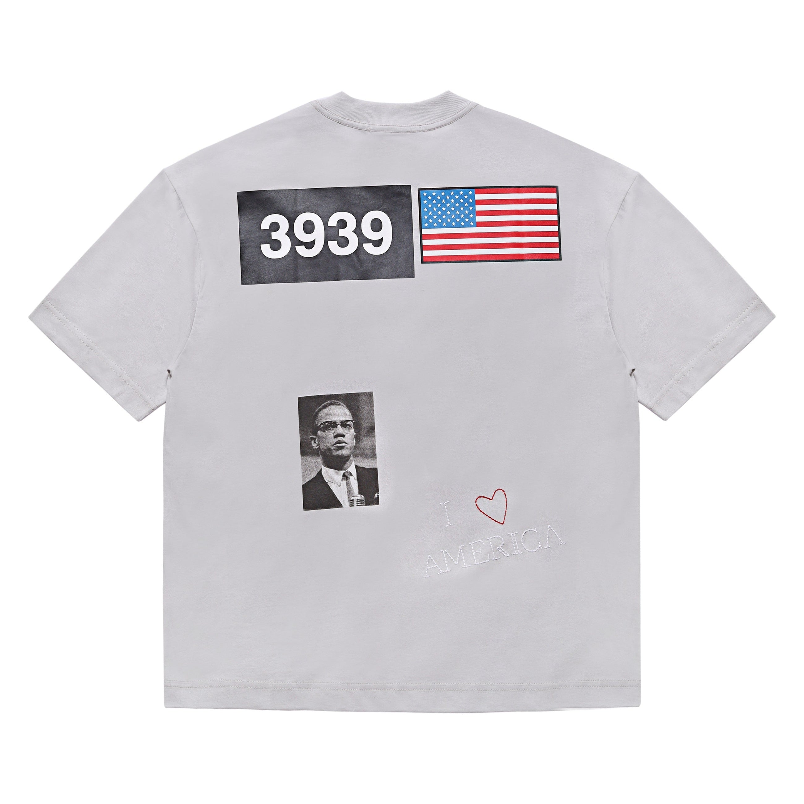 Estampado I <3 AMERICA sobre t-shirt gris de algodón 240gsm