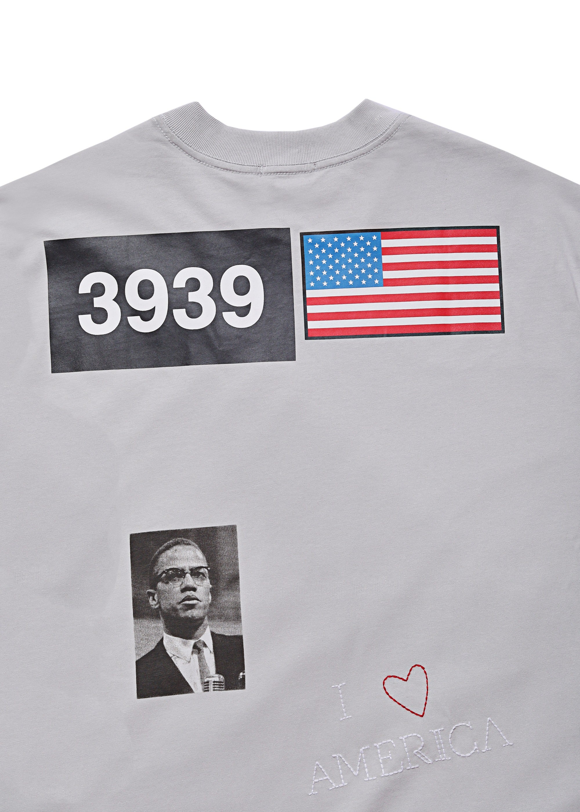 Estampado I <3 AMERICA sobre t-shirt gris de algodón 240gsm