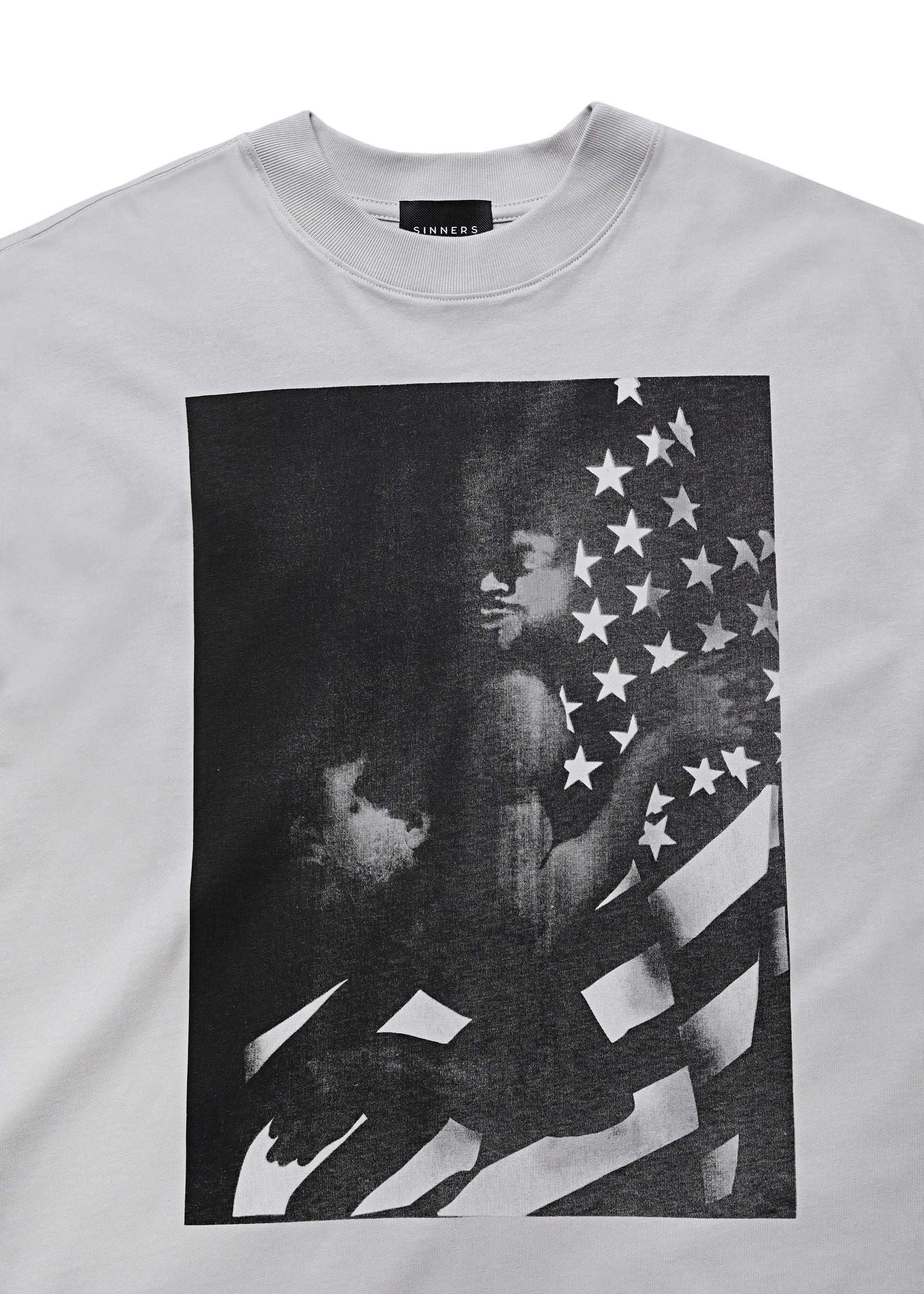 Estampado I <3 AMERICA sobre t-shirt gris de algodón 240gsm