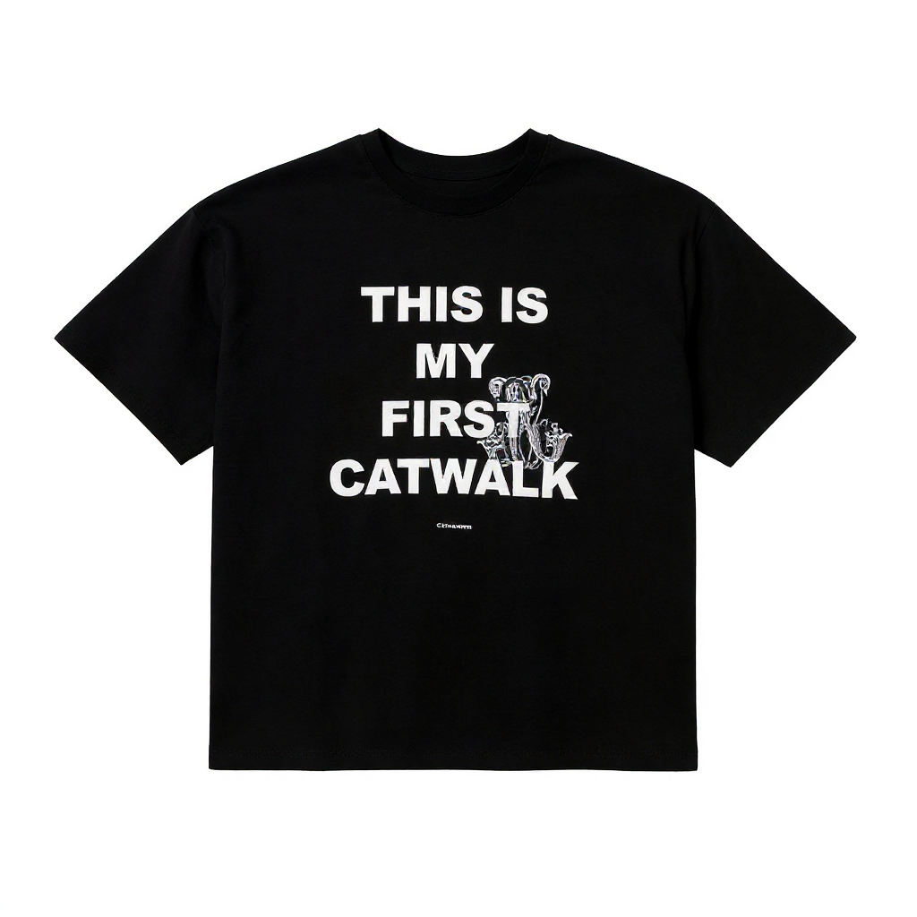 THIS IS MY FIRST CATWALK T-SHIRT — BLACK