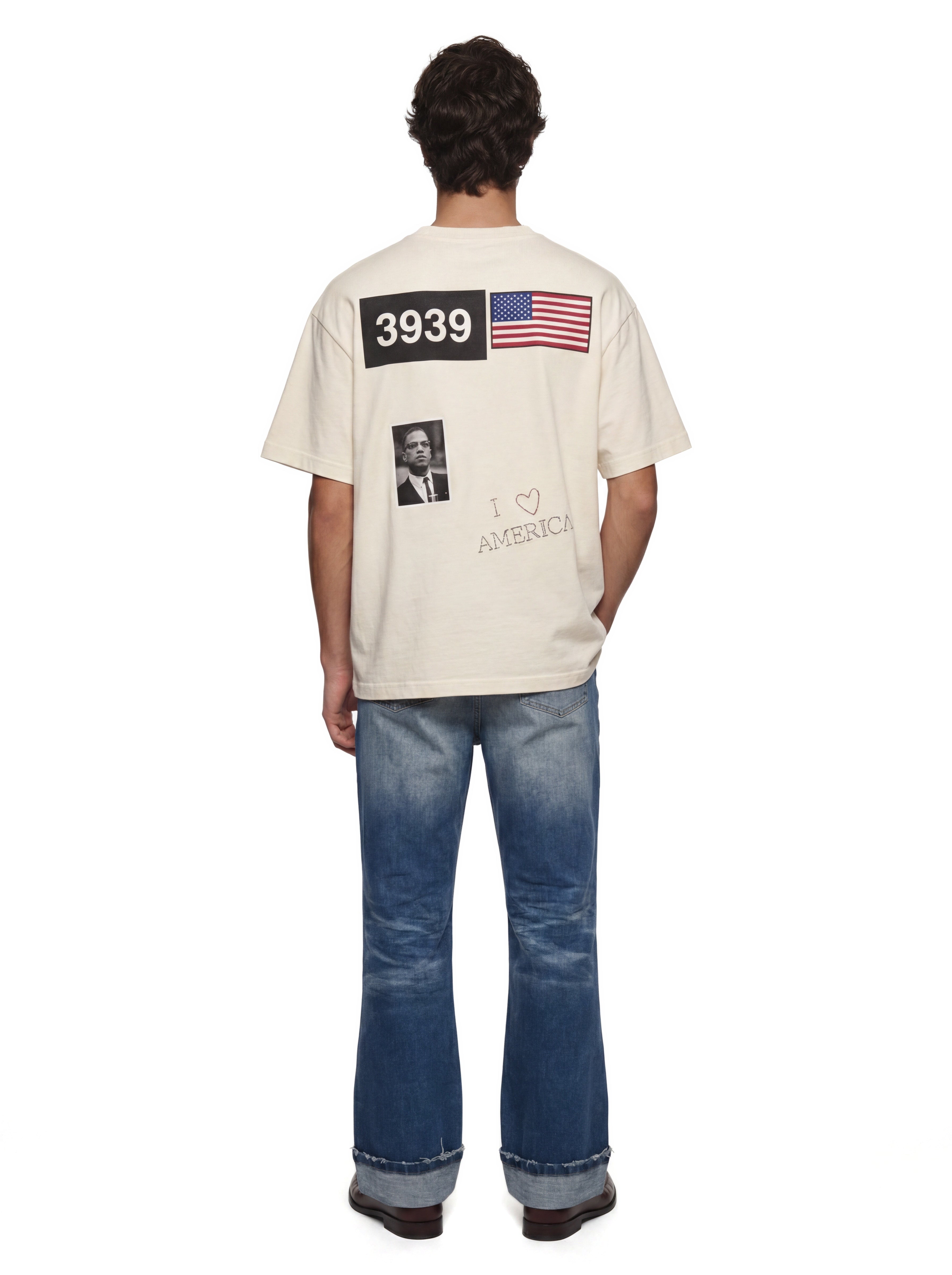 SINNERS I <3 America T-shirt creme — on-model back