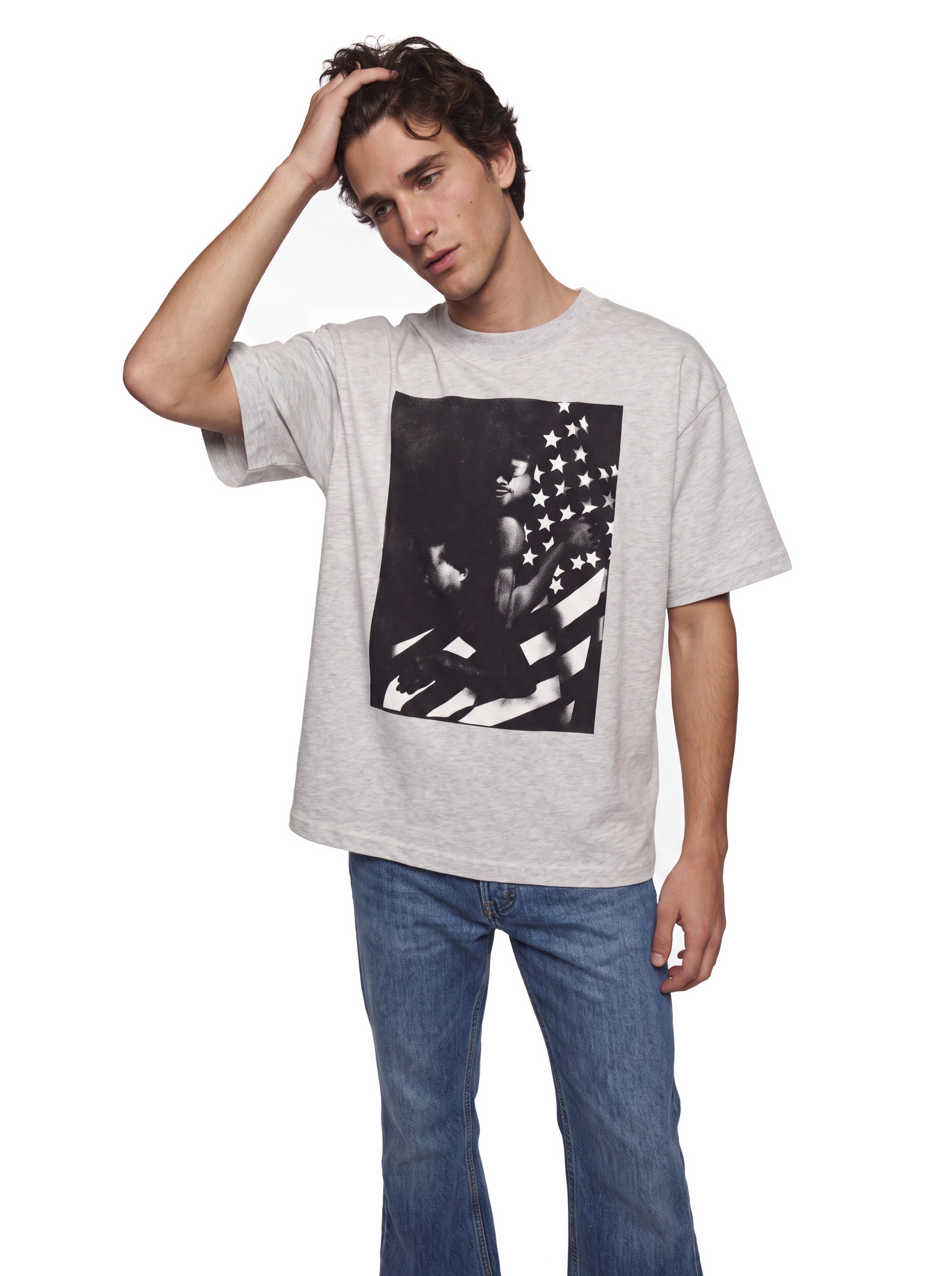 SINNERS I <3 America T-shirt gray — on-model hero