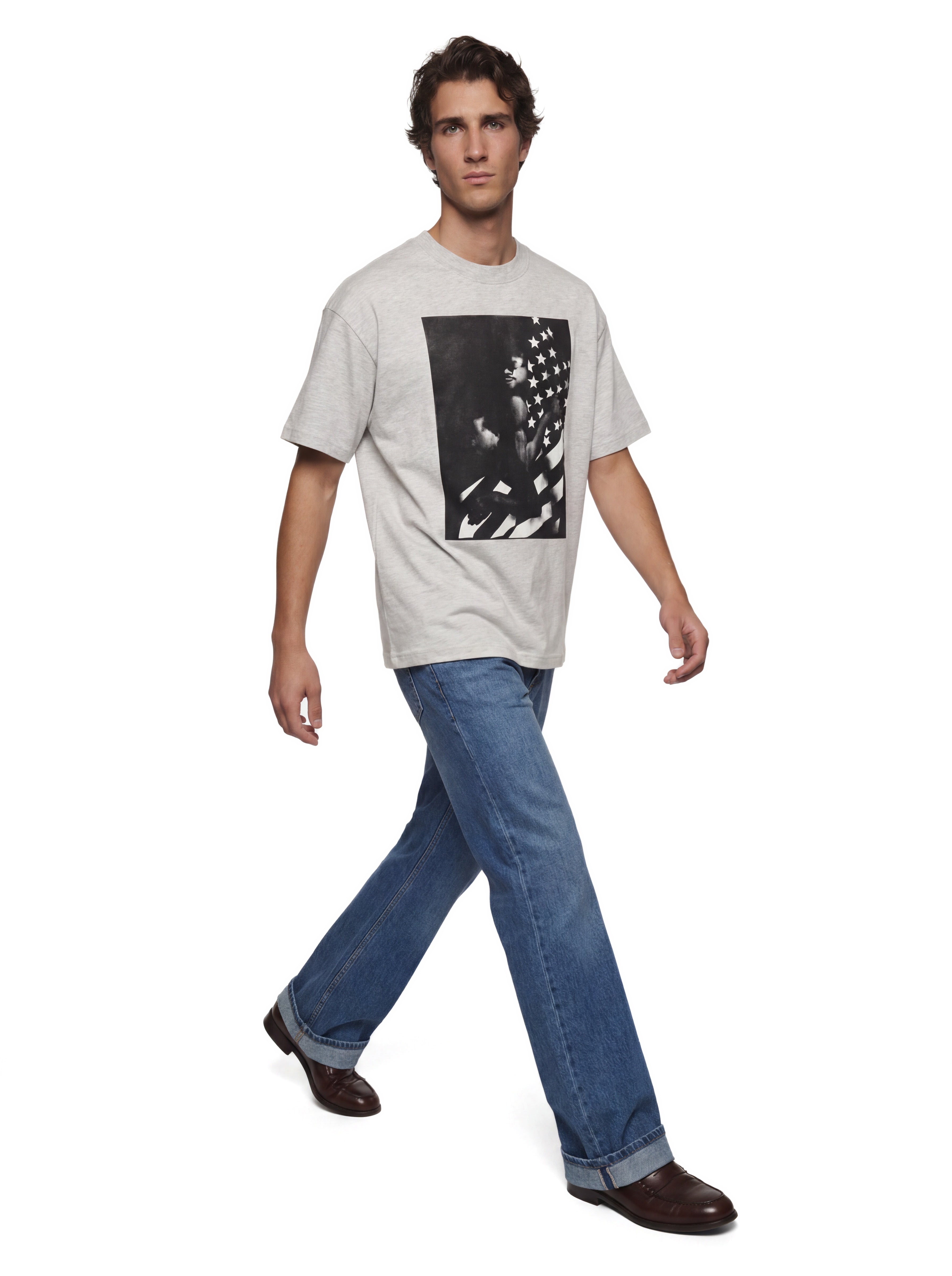 SINNERS I <3 America T-shirt gray — on-model movement
