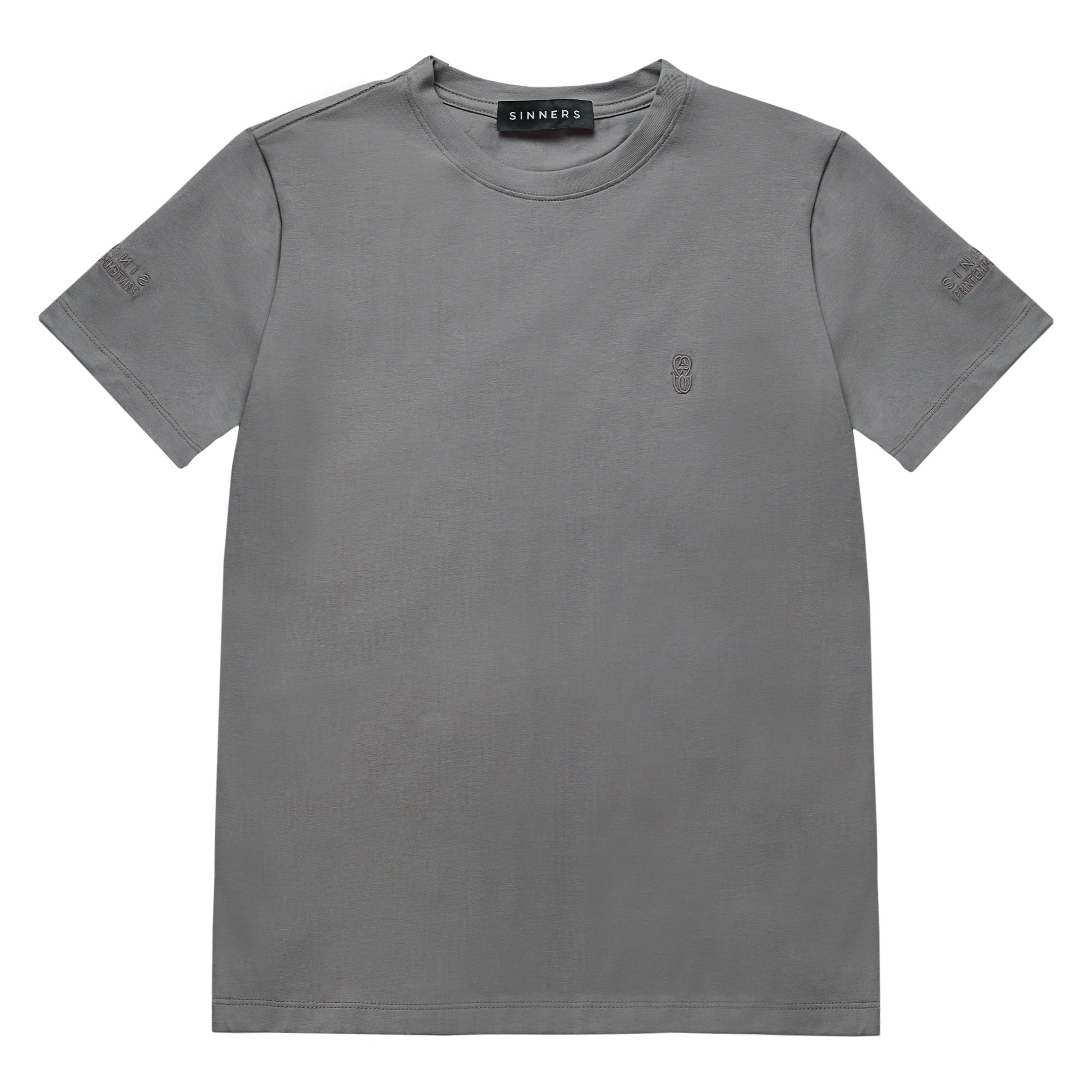 Detalle lateral MONOGRAM SLIM gray t-shirt de algodón 240gsm