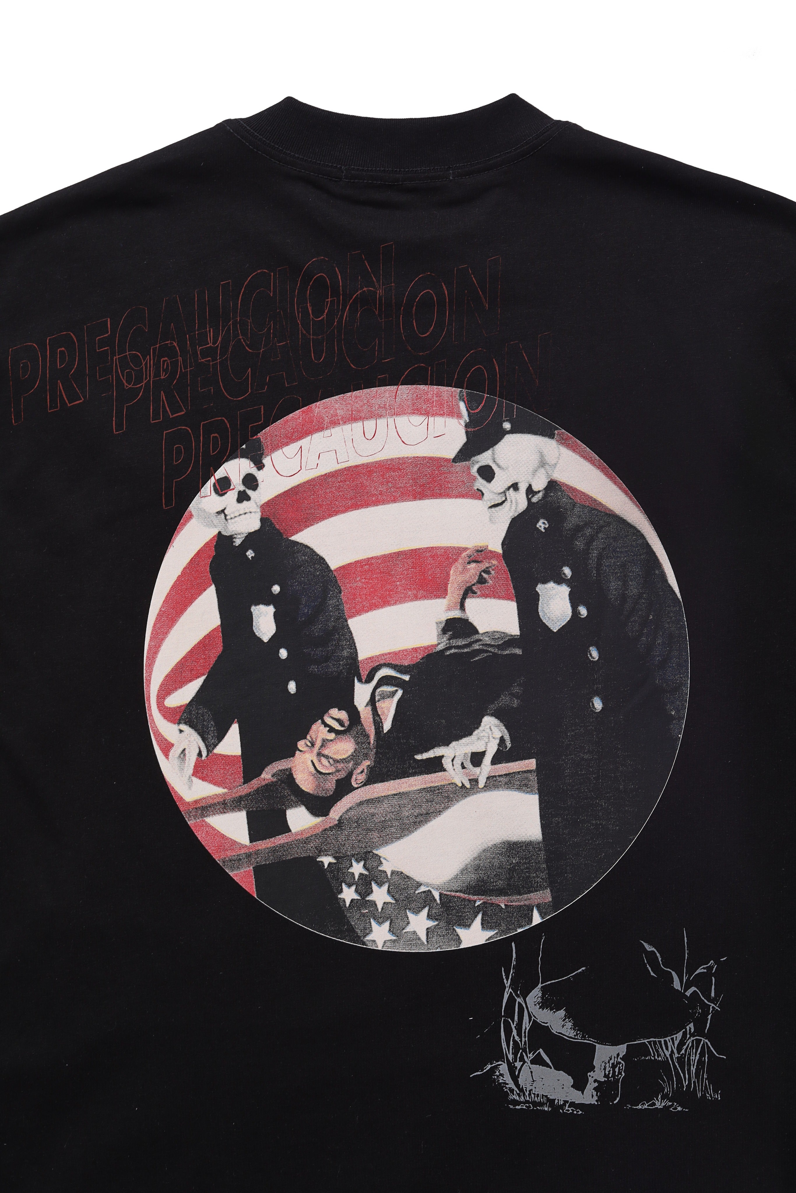 PRE-CAUCION BLACK T-SHIRT — SINNERS