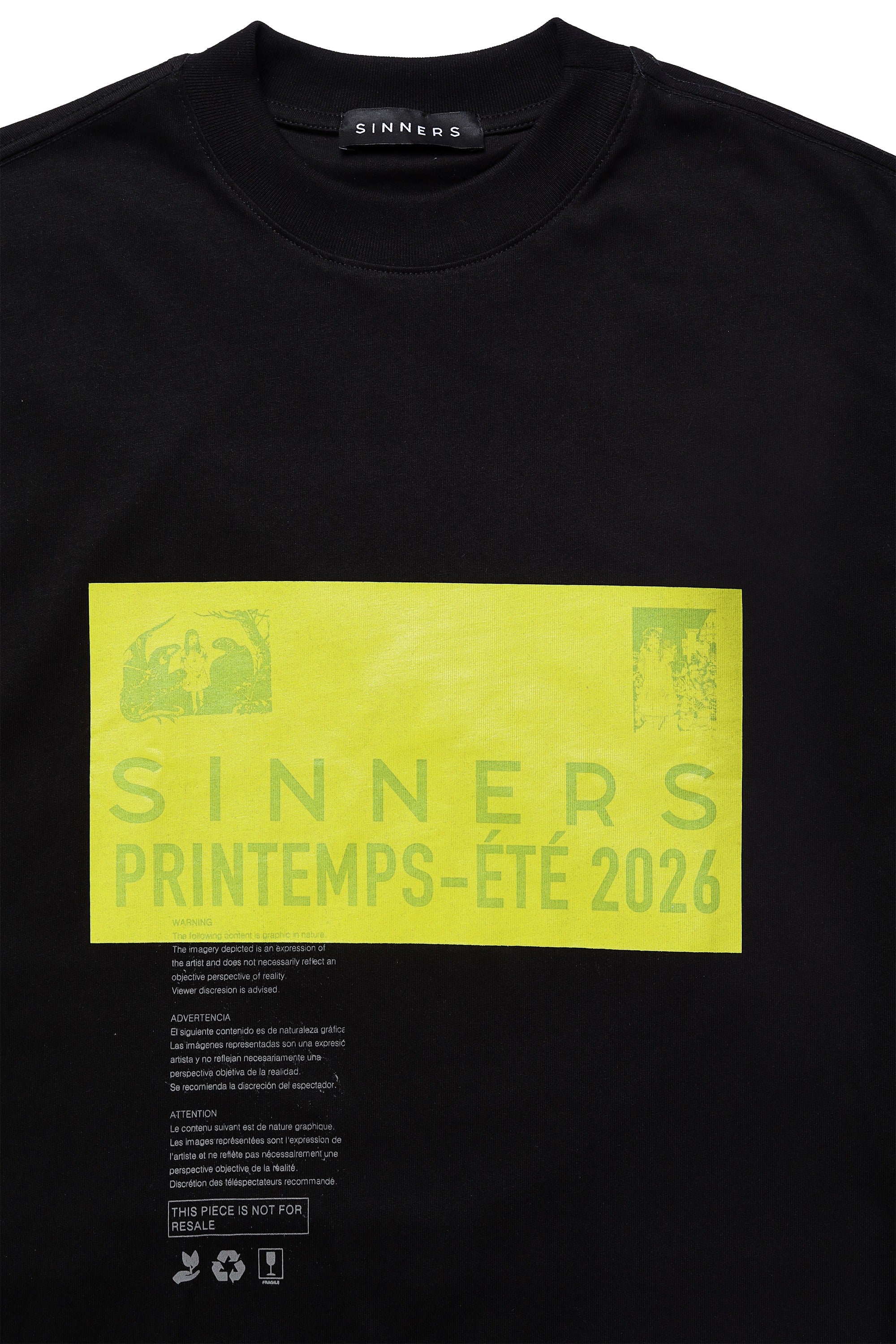PRE-CAUCION BLACK T-SHIRT — SINNERS