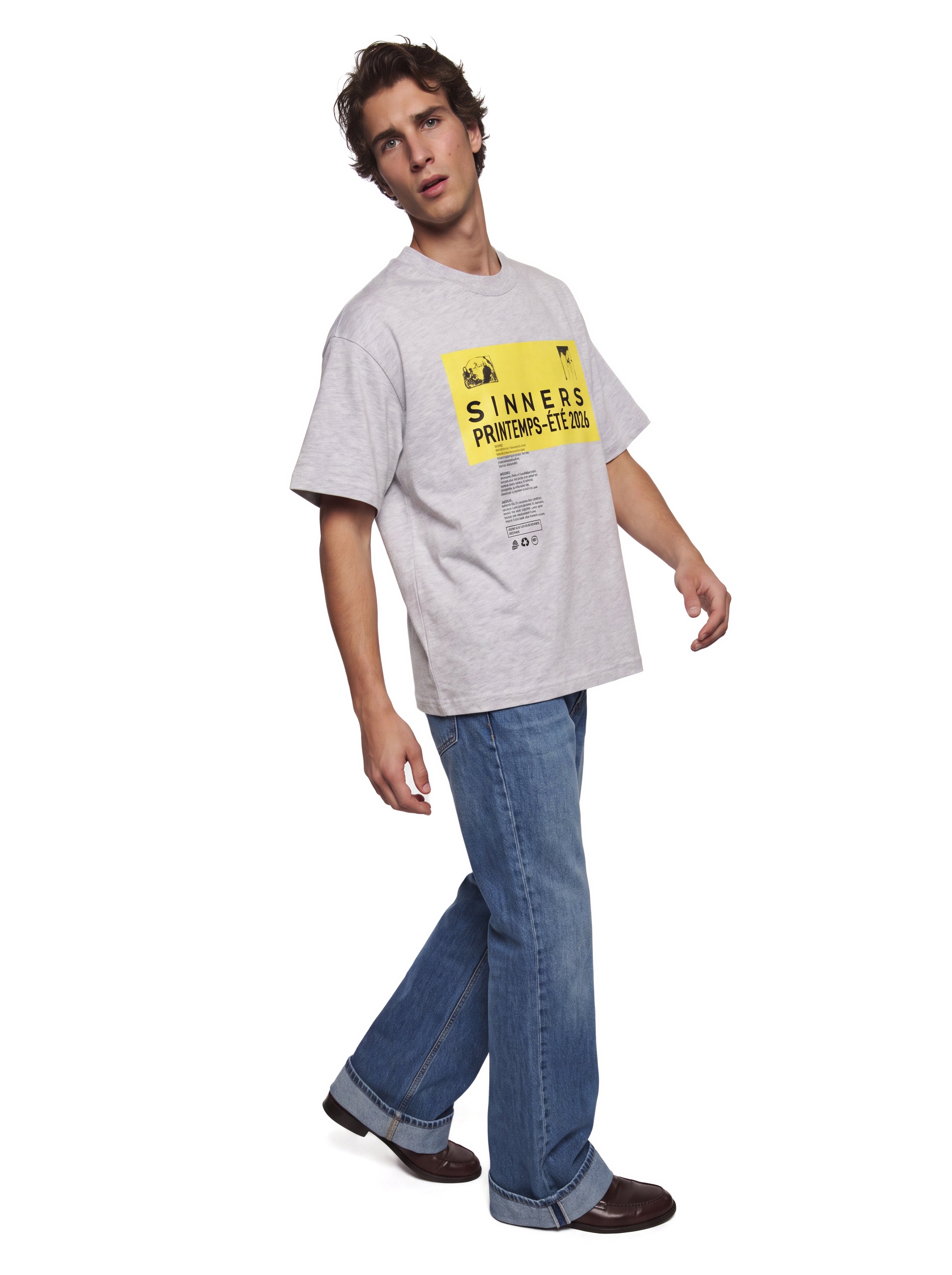 SINNERS Precaución T-shirt gray — on-model movement